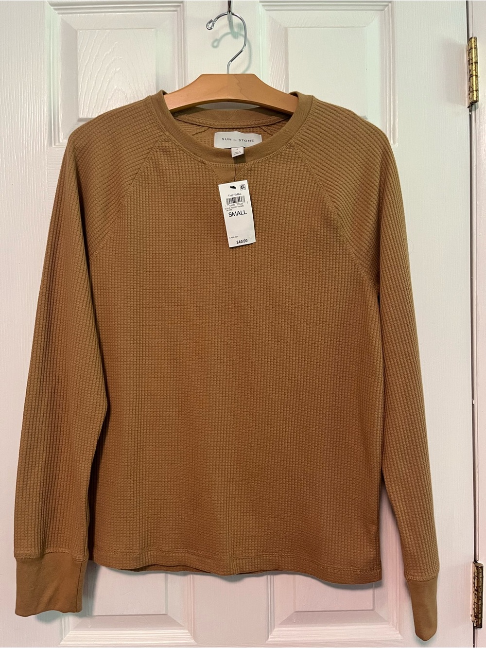 Sun + Stone Men's Waffle Crewneck Sweater - Tan/Camel